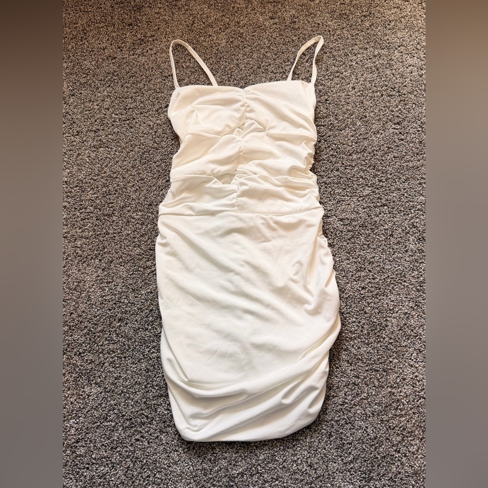 Brand New SHEIN White Fitted Ruched Dress
